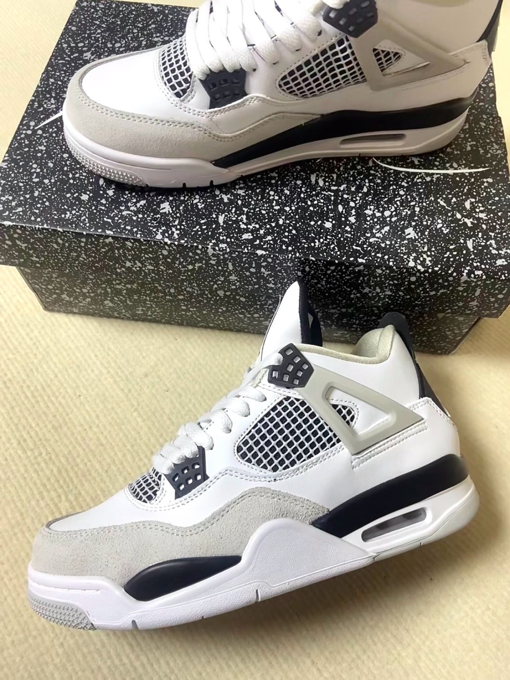Jordan 4 Retro Military Black -Men's Classic Sneakers Shoes - Picture 4 of 5